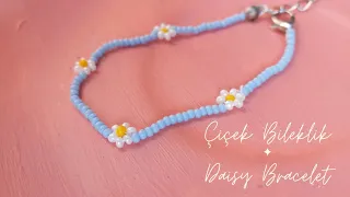 Çiçekli Bileklik Yapımı, Papatya Bileklik | Daisy Beaded Bracelet Diy