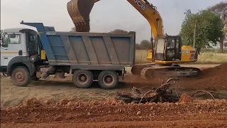loading dumper in soil by JCB tata dumper JCB LIUGONG machine