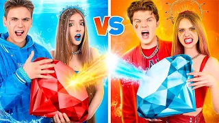 Chico Agua VS Chica Fuego en un Mundo de Elementos || Agua VS Fuego VS Aire VS Tierra