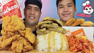 JOLLIBEE FAVORITES MUKBANG | Chickenjoy Burger Steak Jolly Spaghetti Peach Mango Pie Pinoy Mukbang