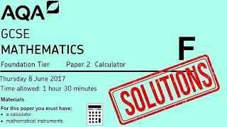 AQA GCSE Maths (8300) Foundation : June 2017 Paper 2