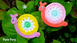 Crochet Happy Snail I Crochet Animal Applique I Crochet Snail Applique