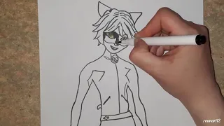 How to draw Cat Noir // easy //