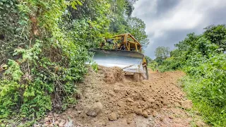 Perfect Work Widening Mountain Roads Using Heavy equipment Bulldozer CAT D6R XL