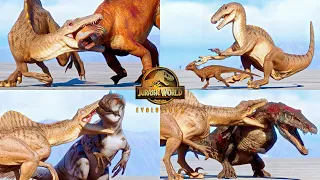 SPINORAPTOR BRUTAL HUNTING AND KILL ANIMATIONS VS ALL DINOSAURS IN SECRET SPECIES PACK JWE2