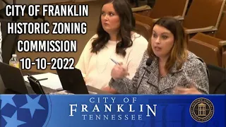 City of Franklin, Historic Zoning Commission 10-10-2022