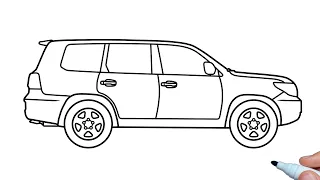 How to draw a Toyota Land Cruiser 200 step by step | Drawing SUV Land Cruiser 2008