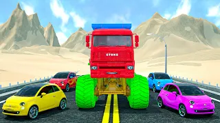 Fire Truck Frank Helps Taxi | Giant car transporter transports cars | Wheel City Heroes
