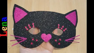 Katzen Maske basteln mit Lena 😺 How to make cat mask DIY 😺 как сделать маску кошки