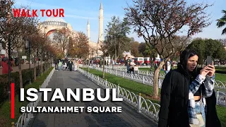 Istanbul Sultan Ahmet Square, A Tourist Center  | Walking Tour 6 November 2021 | 4k UHD 60fps