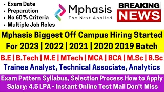 Mphasis Biggest Off Campus Hiring 2023 | 2022 | 2021-2019 BATCH 3 New Job Roles Don't Miss Exam Mail