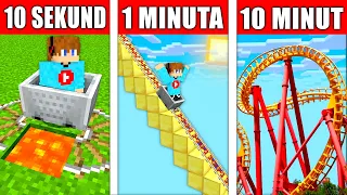 KOLEJKA GÓRSKA (ROLLER COASTER) w 10 SEKUND vs 1 MINUTE vs 10 MINUT w Minecraft z SmileSlow!