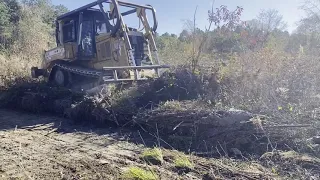 CAT D7 DOZER: row shearing and planting pine trees (entire process)