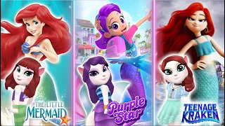 My talking Angela 2 | Ariel - Little Mermaid 🌊🐬 VS Purple Star Vs Teenage Kraken | cosplay