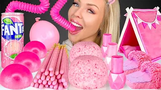 ASMR PINK DESSERTS, PEACH FANTA, POCKY, BALLOON DRINK SOUNDS, SNOBALL, JELLY MUKBANG 먹방