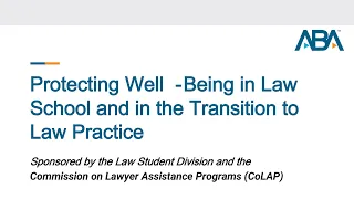 Protecting Well-Being in Law School and in the Transition to Law Practice