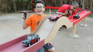 BRINCANDO COM A NOSSA MAIOR PISTA PRA CARRINHOS DE CONTROLE REMOTO