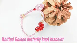 Modern Chinese Knot Bracelet : Knitted Golden butterfly knot bracelet tutorial