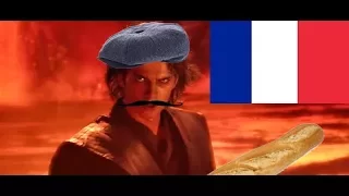 Anakin is defeated by Obi Wan by high ground but it's voiced by French Google Translate