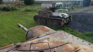 Sav m/43 - built circa 1944, self-propelled assault gun. View from another vehicle.