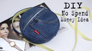 THE BEST DIY ZIPPER JEANS BAG WITH A POCKET😍👍🏻 LONG STRIP | Old Clothes Recycle Idea