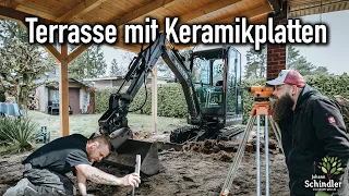 Terrassenbau mit Keramikplatten & Palisaden