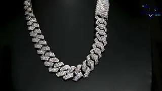 Introducing White Gold Cuban Chain For Hip Hop Jewelry Lovers Featuring Lab-Created Round Diamonds