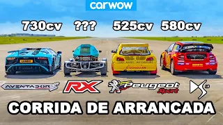 Lamborghini Aventador SV vs Rallycross Racers de £ 1M: CORRIDA DE ARRANCADA