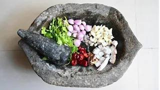 Hot Red Chutney Using a Hand Mortar & Pestle!