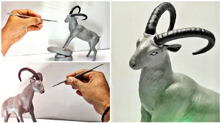 Made TINIEST Animals Mountain GOAT Using Clay 🤩DIY Miniature Clay art | Art in Clay