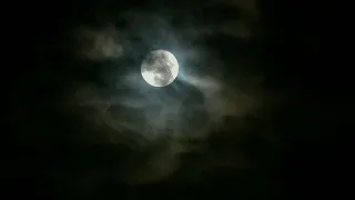 Night Ambiance Relaxing Moon Video with Natural Sounds - Ambient Moon HD Video