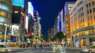 Live Tokyo Evening Walk To Ginza and Godzilla 🐉