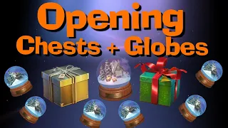WOT Blitz Opening Holiday Chests - Over 5 000 000 Free Xp and 25 000 Gold + 7 Snow Globes