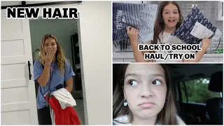 THE GIRLS REACT TO MOM'S NEW HAIR / BACK TO SCHOOL HAUL/ TRY ON | VLOG#1121