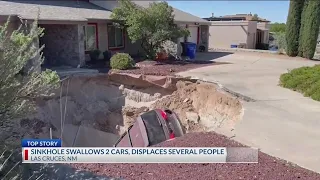 30 foot sinkhole swallows 2 cars in Las Cruces