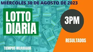 Diaria 3:00 PM Loto Nicaragua hoy miércoles 30 de agosto, 2023.🟢Loto Jugá 3, Loto Fechas  Resultados