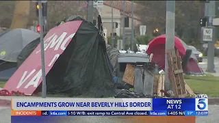 Homeless encampment growing adjacent to Beverly Hills