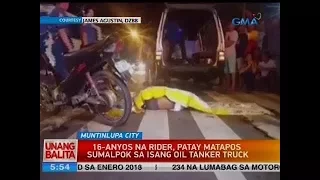 UB: 16-anyos na rider, patay matapos sumalpok sa isang oil tanker truck