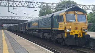 Stafford Railway Station 66613 Freightliner passes P5 on 6H40 on the 11th May 2024