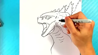 How to Draw GODZILLA ROARING - Godzilla x Kong