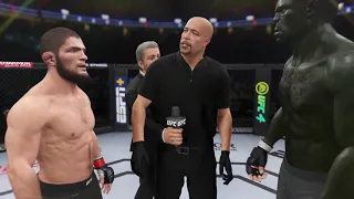 Khabib Nurmagomedov vs Incredible Hulk UFC 4 Simulation (AI)