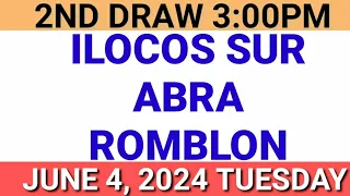 STL - ILOCOS SUR,ABRA,ROMBLON June 4, 2024 2ND DRAW RESULT