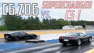 Heads & Cam C6 Z06 Beast vs. My Supercharged C5 Corvette (Drag Racing 2 out of 3)