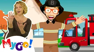 Fire Truck Song 2 | Blippi | MyGo! Sign Language For Kids | Educational Videos For Kids