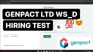 Genpact Ltd ws_d hiring Test | L1 | Online Genpact interview test | Job exam #genpact