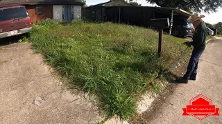Homeowner is ALLERGIC to grass so we cut his OVERGROWN YARD