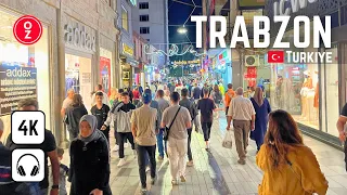 TRABZON - Türkiye 🇹🇷 4K Nightlife 🍹 Walking Tour | City Center Meydan & Uzun Sokak