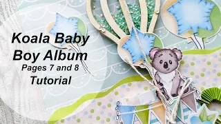 Koala Baby Boy Album. Tutorial. Pages 7and 8/ Детский альбом для мальчика. Мастер-класс