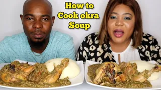 How to cook oilless Okra soup And How to make fufu