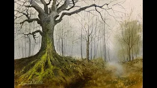How to paint misty forest with watercolor